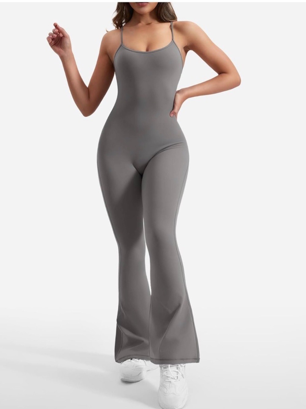 Gray Spaghetti Strap Jumpsuit Size Medium - Picture 1 of 11